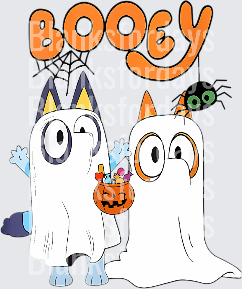 Booey Bluey and Bingo Halloween Ghost Trick or Treat (DTF)