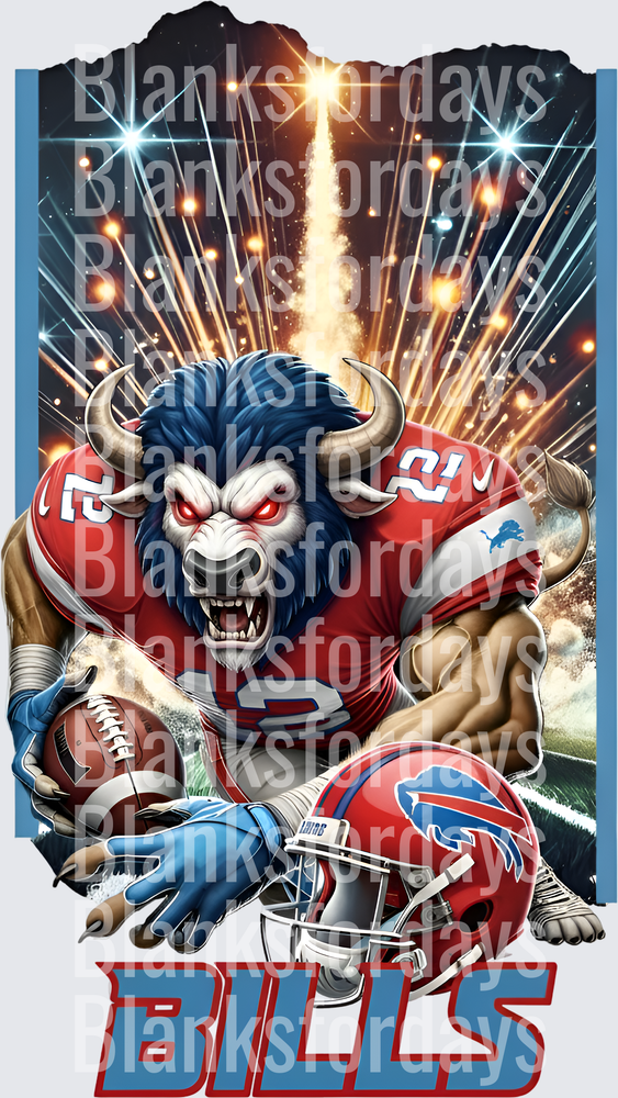 Fierce Buffalo Bills Mascot Bison Football Fireworks (DTF)