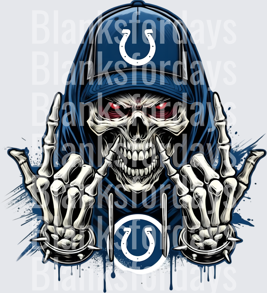 Indianapolis Colts Grim Reaper Skull Red Eyes Double Middle Finger (DTF)