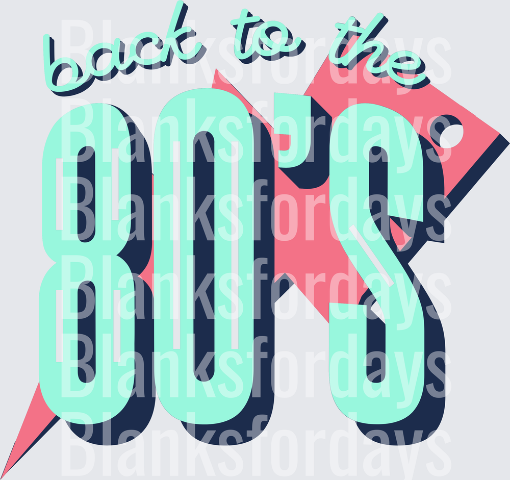 Back to the 80s Retro Mint Pink Bold Typography Design (DTF)