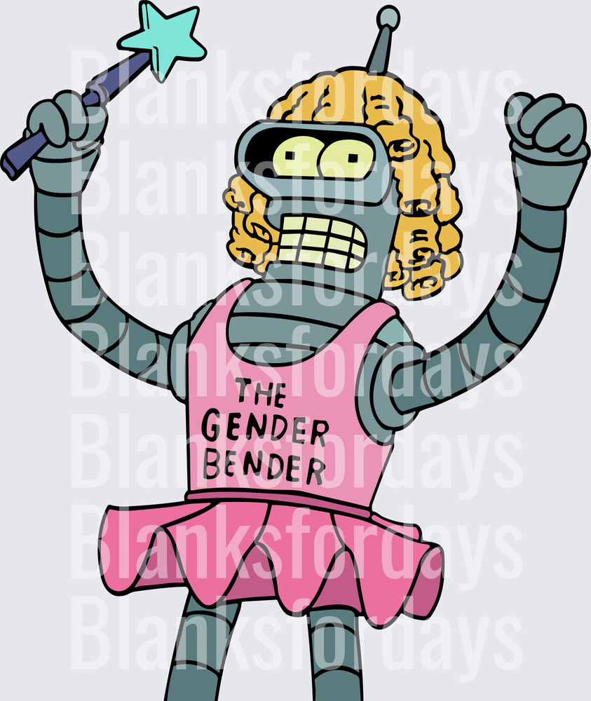 Bender The Gender Bender Futurama Robot In Pink Tutu With Star Wand (DTF)