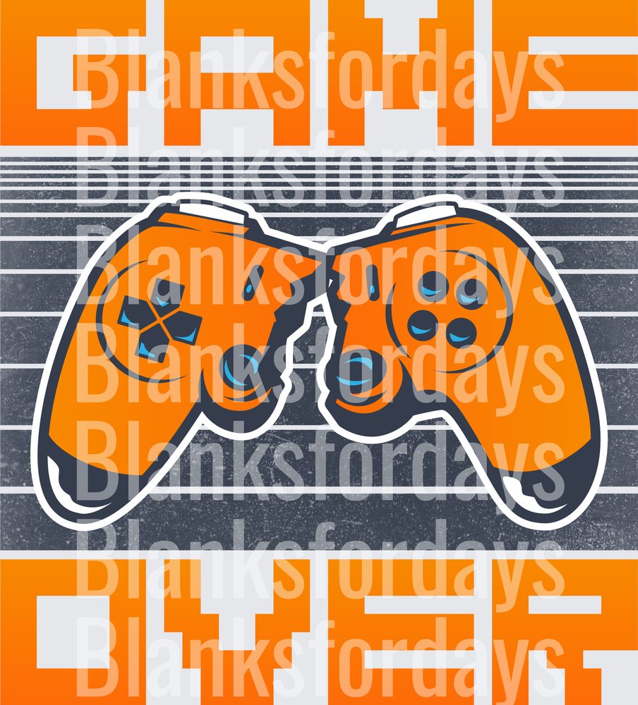 Game Over Broken Orange Video Game Controller Bold Graphic (DTF)