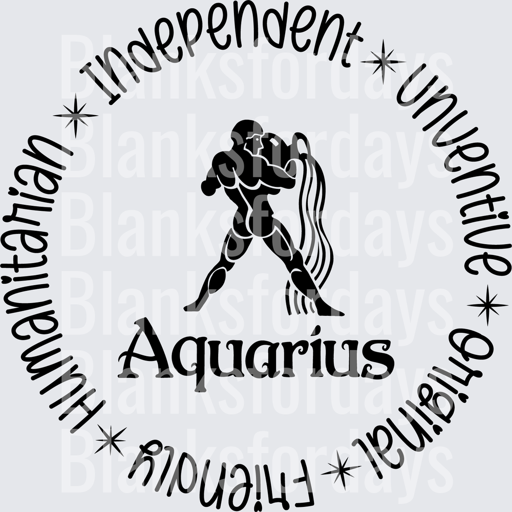 Aquarius Zodiac Sign Traits Circle Design Water Bearer (DTF)