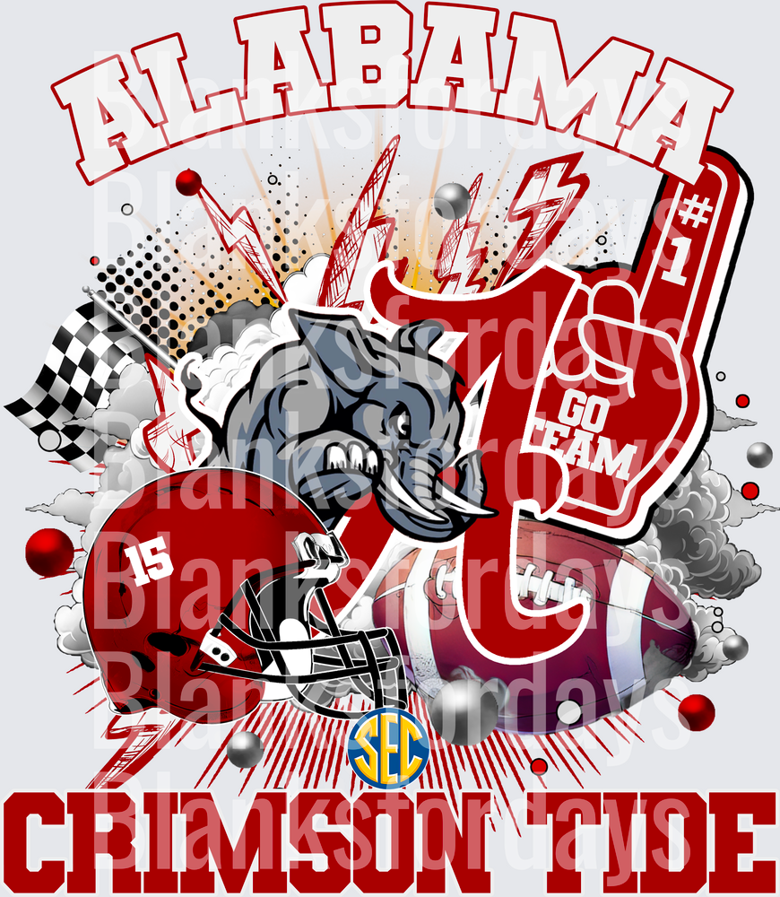 Alabama Crimson Tide SEC Elephant Football #1 Fan Burst (DTF)