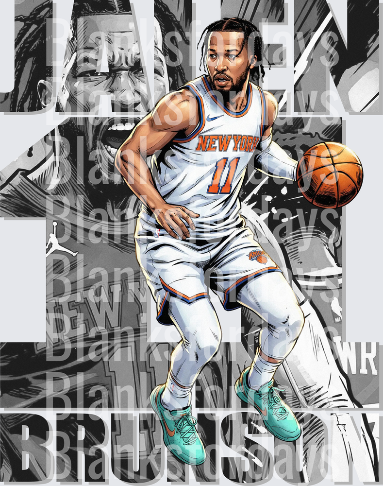 Jalen Brunson New York Knicks #11 Comic Art Illustration (DTF)
