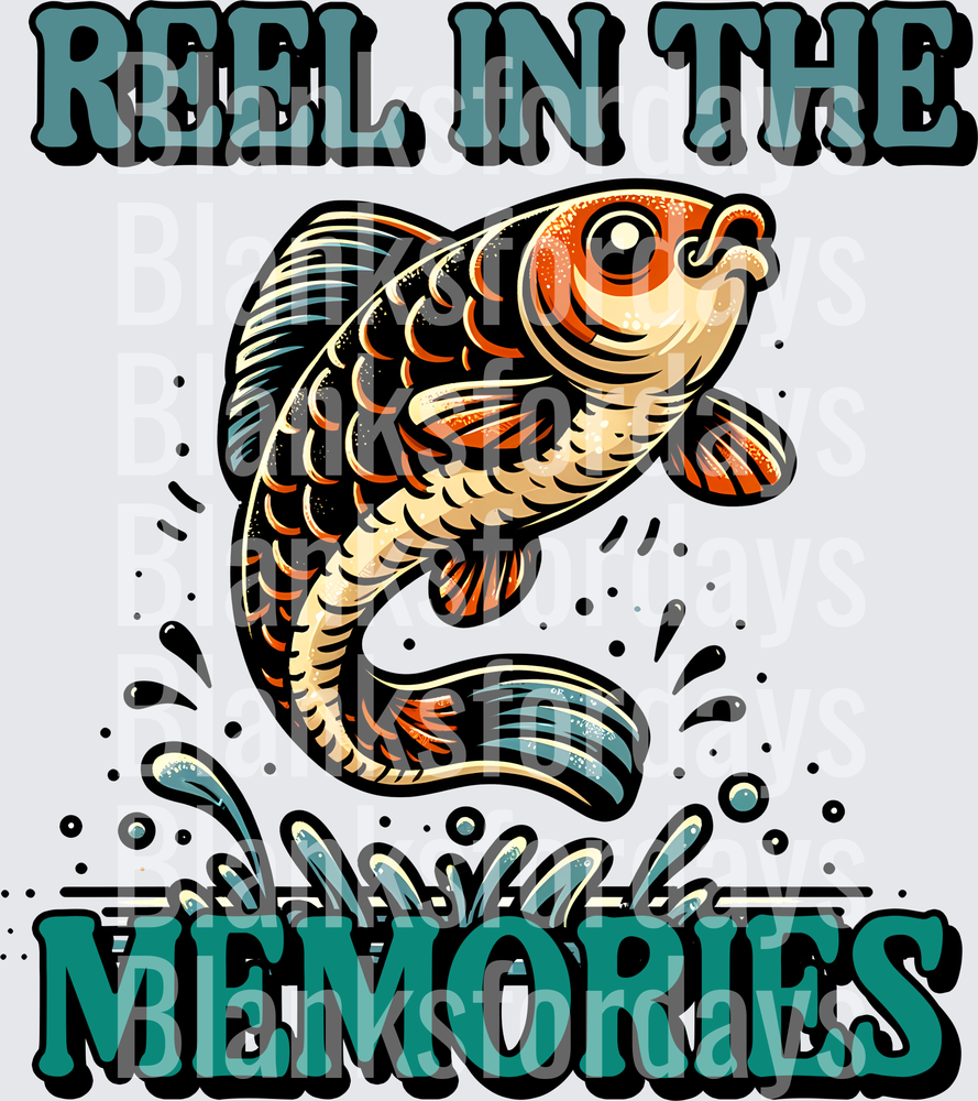 Reel In The Memories Jumping Fish Fishing Graphic (DTF)