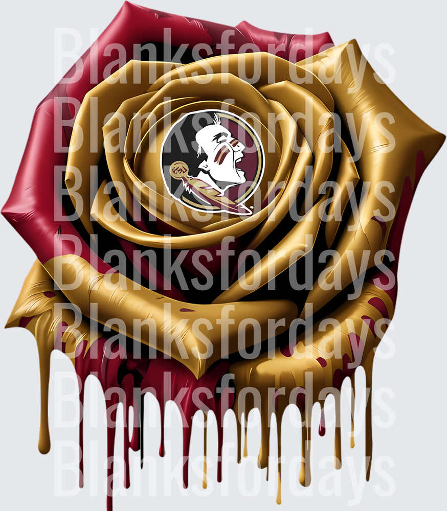 Florida State Seminoles Dripping Gold and Garnet Rose Logo (DTF)