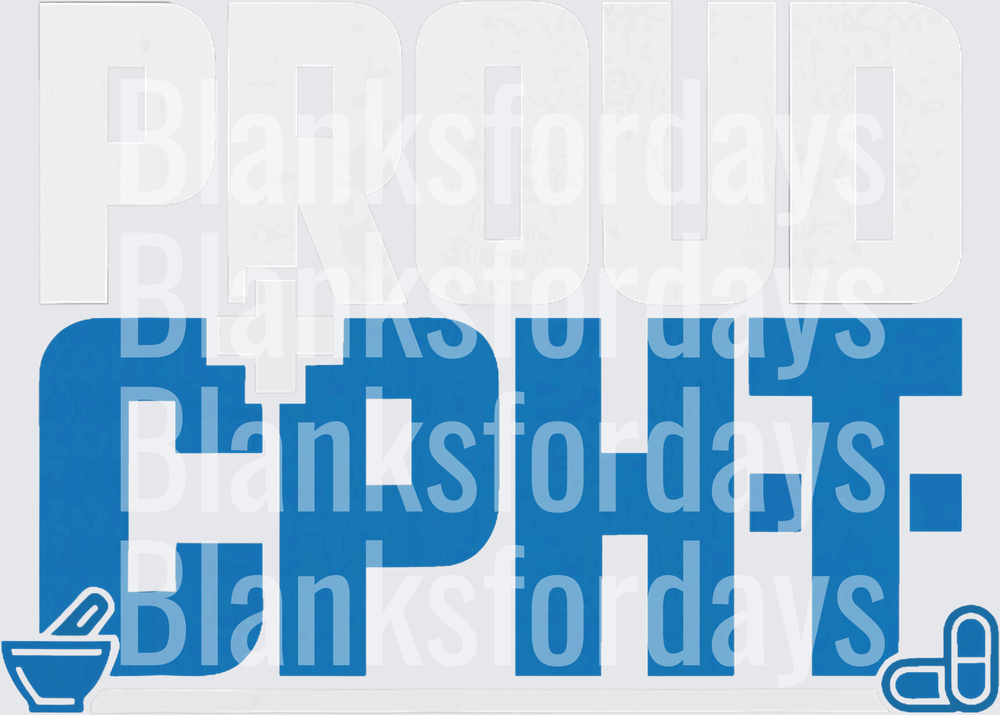 Proud CPHT Pharmacy Technician Bold Blue Typography (DTF)
