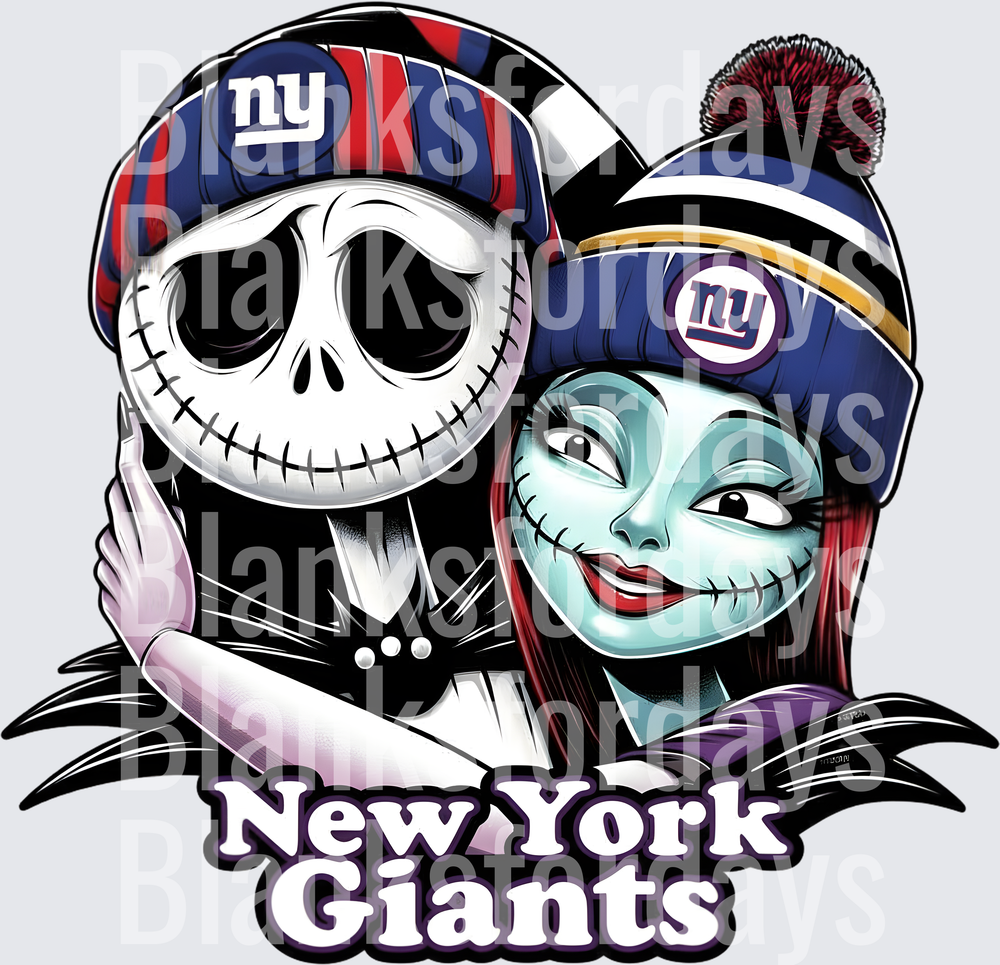 Jack Skellington and Sally New York Giants NFL Fan Design (DTF)