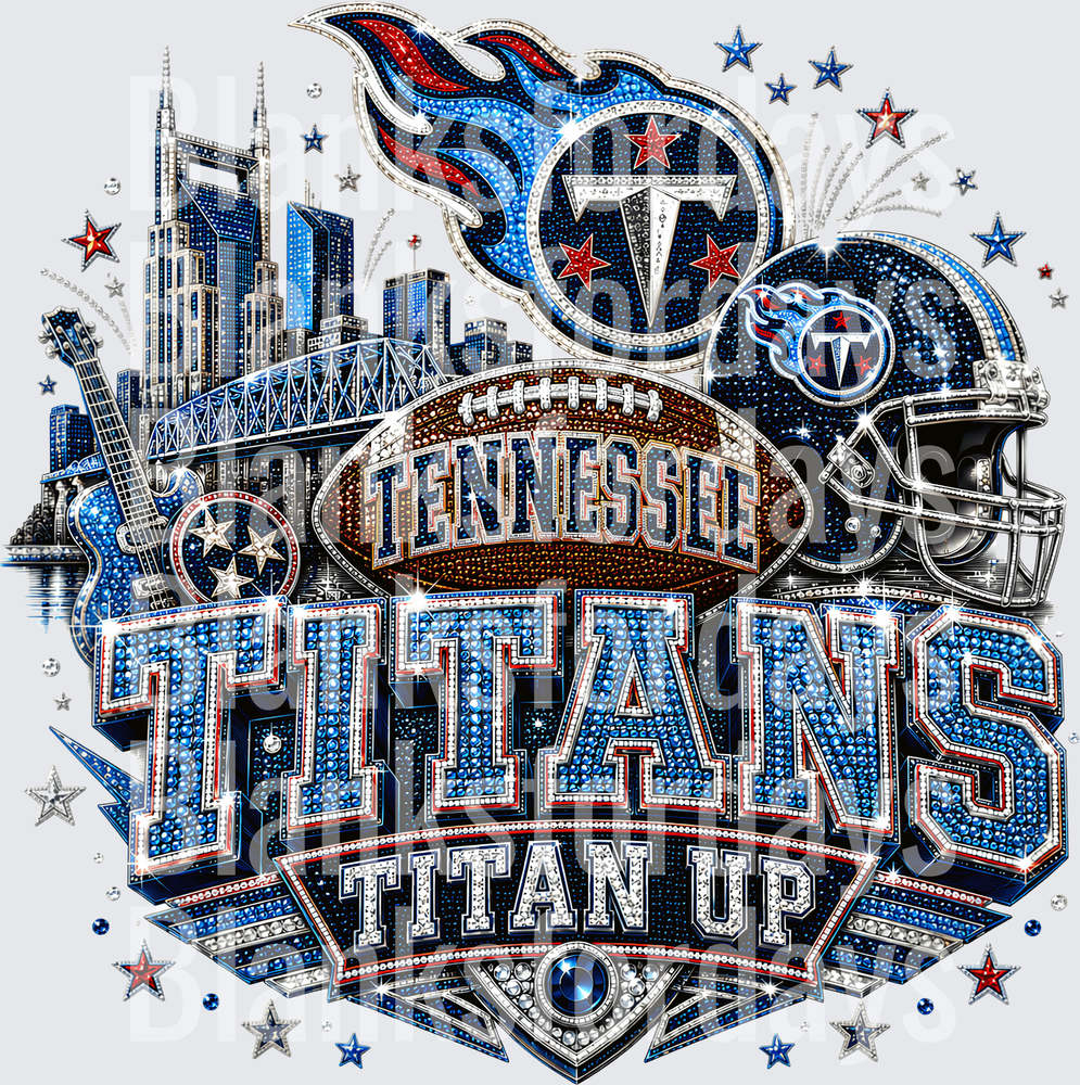 Tennessee Titans Titan Up Rhinestone Bling NFL Fan Design (DTF)