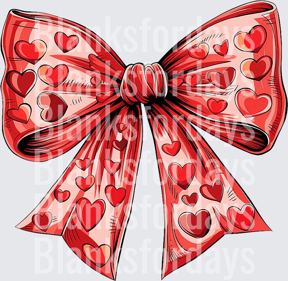 Red Valentine Heart Pattern Coquette Bow (DTF)