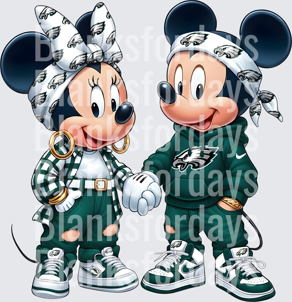 Mickey and Minnie Philadelphia Eagles Streetwear Couple (DTF)