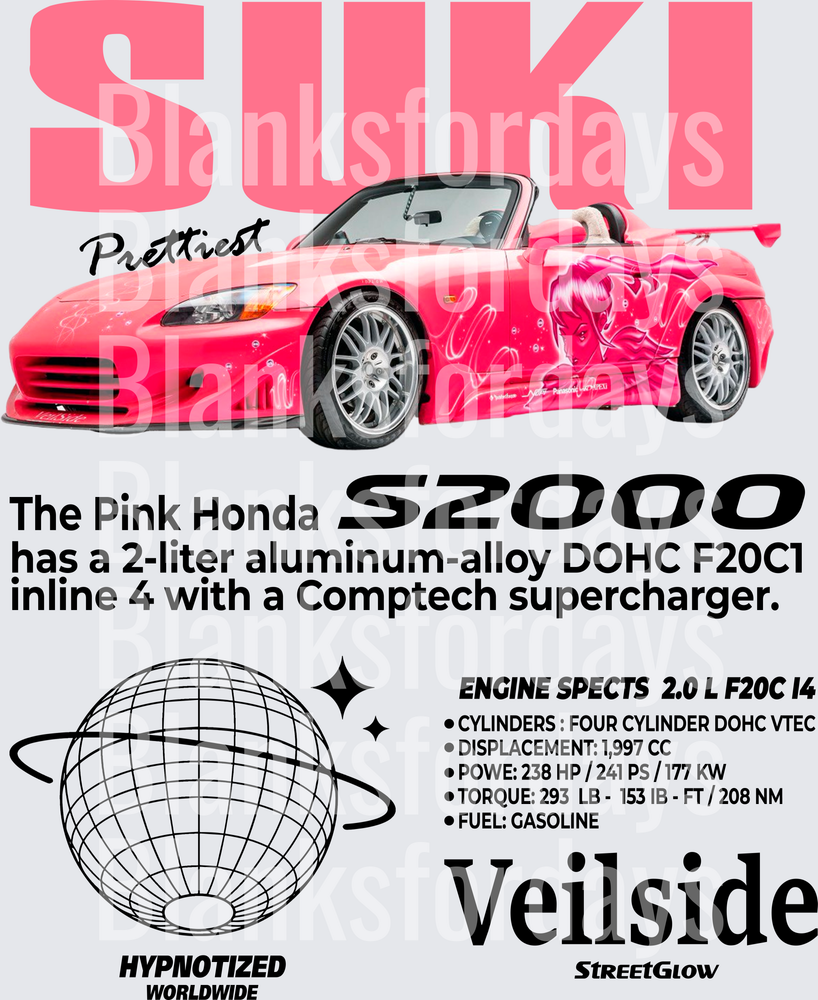 Suki's Pink Honda S2000 Fast and Furious Veilside (DTF)