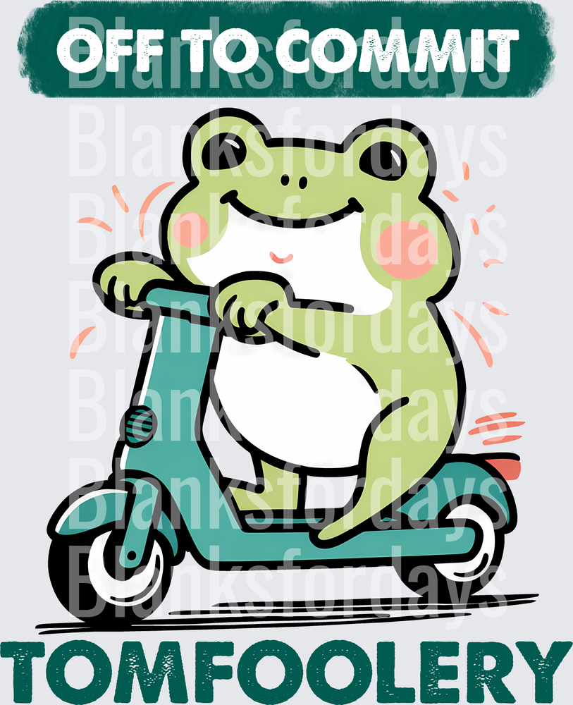 Off To Commit Tomfoolery Cute Frog Riding Scooter (DTF)