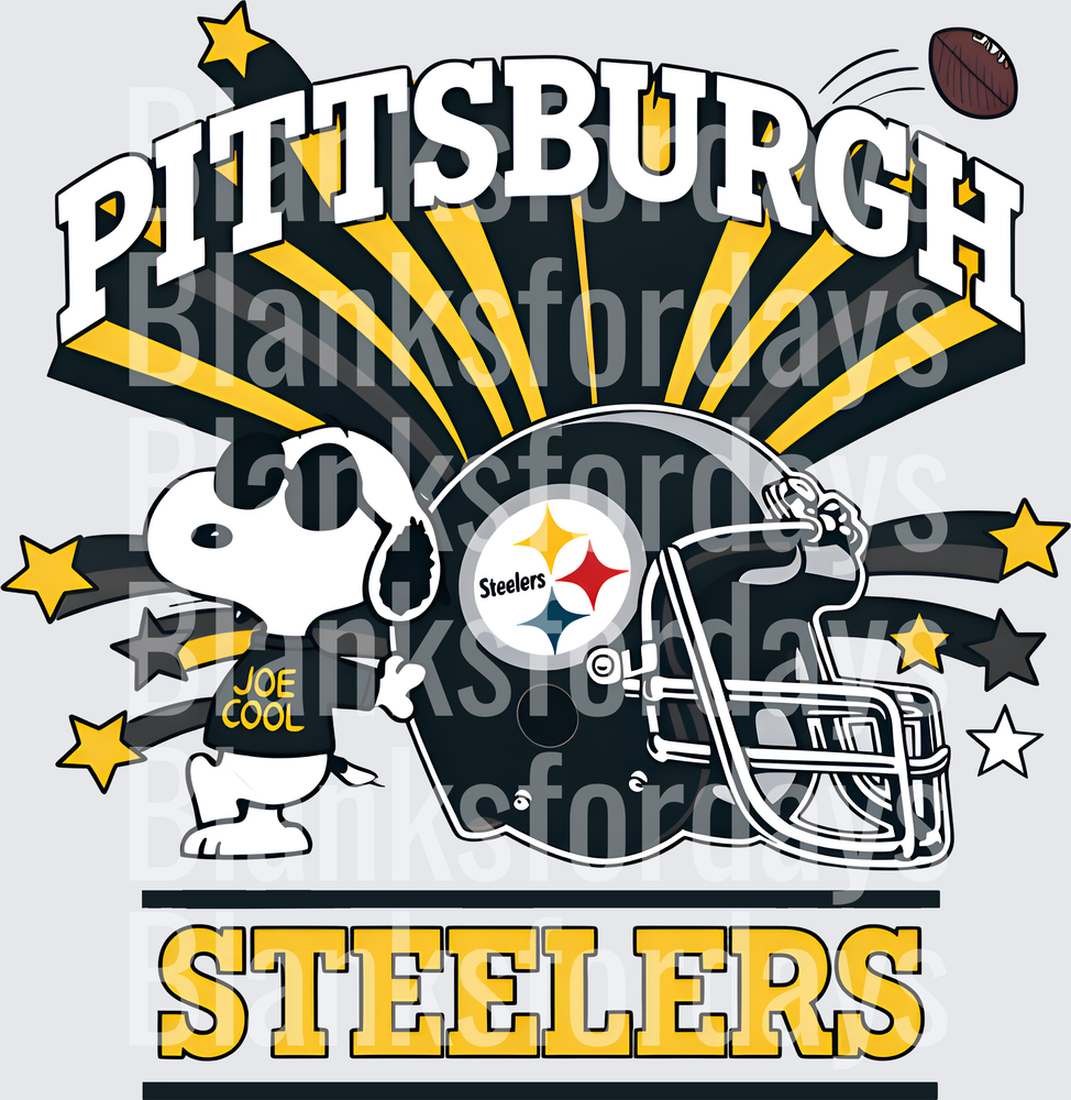 Pittsburgh Steelers Snoopy Joe Cool Football Helmet Design (DTF)