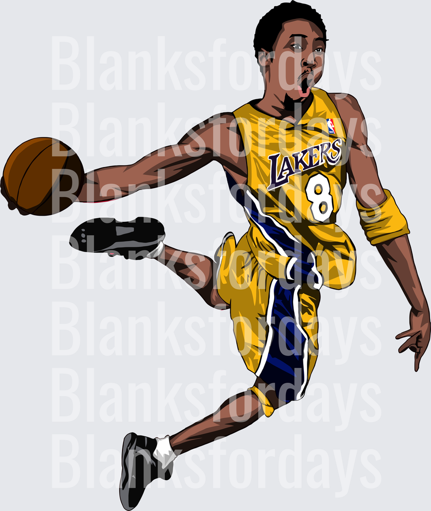 Kobe Bryant Lakers #8 Young Dunking Vector Art (DTF)