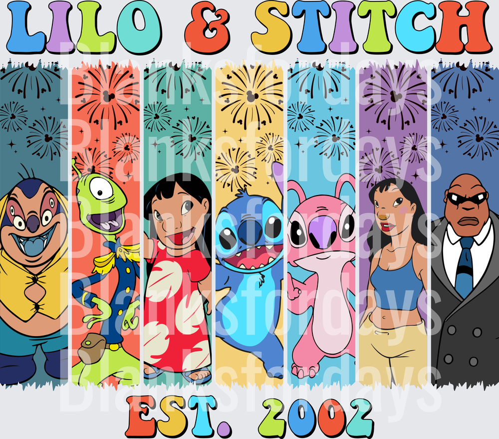 Lilo & Stitch Est. 2002 Character Panel Group Design (DTF)