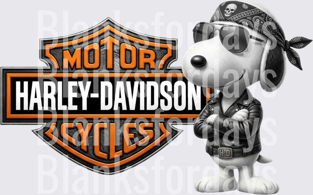 Snoopy Biker Harley-Davidson Bar and Shield Logo (DTF)