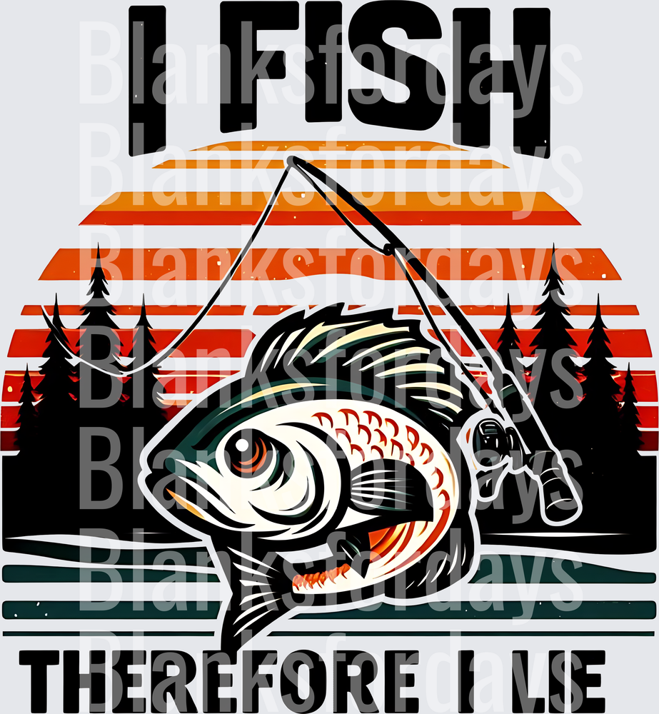 I Fish Therefore I Lie Retro Sunset Bass Fishing Rod (DTF)
