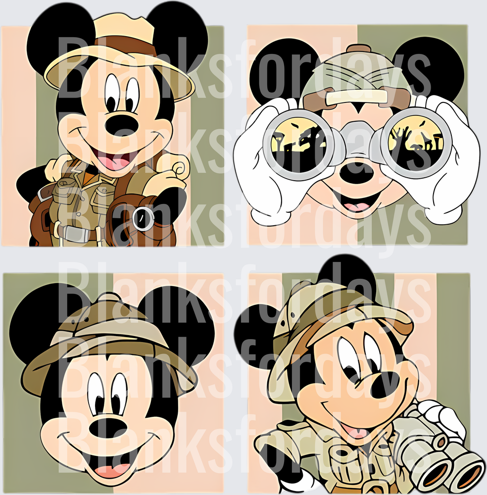 Mickey Mouse Safari Adventure Four Panel Design (DTF)