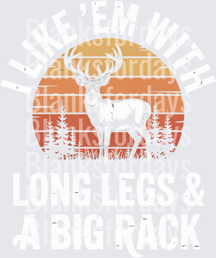 I Like Em With Long Legs & A Big Rack Deer Hunting Retro Sunset (DTF)