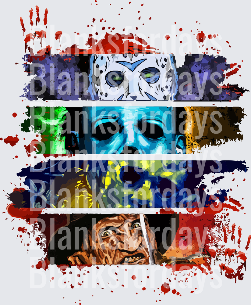 Horror Icons Jason Michael Myers Pinhead Freddy Blood Splatter (DTF)