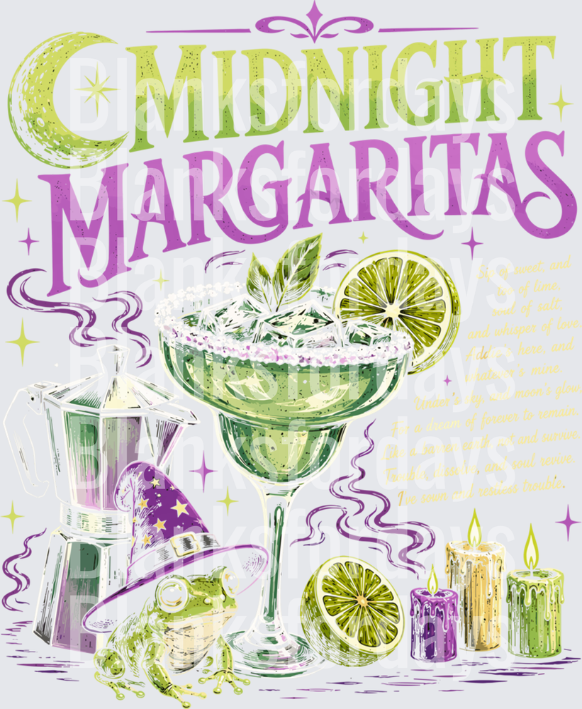 Midnight Margaritas Witchy Frog Crescent Moon Cocktail (DTF)