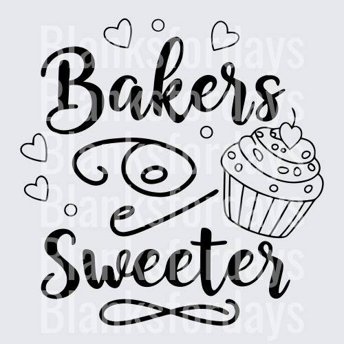 Bakers Sweeter Cupcake Script with Hearts (DTF)
