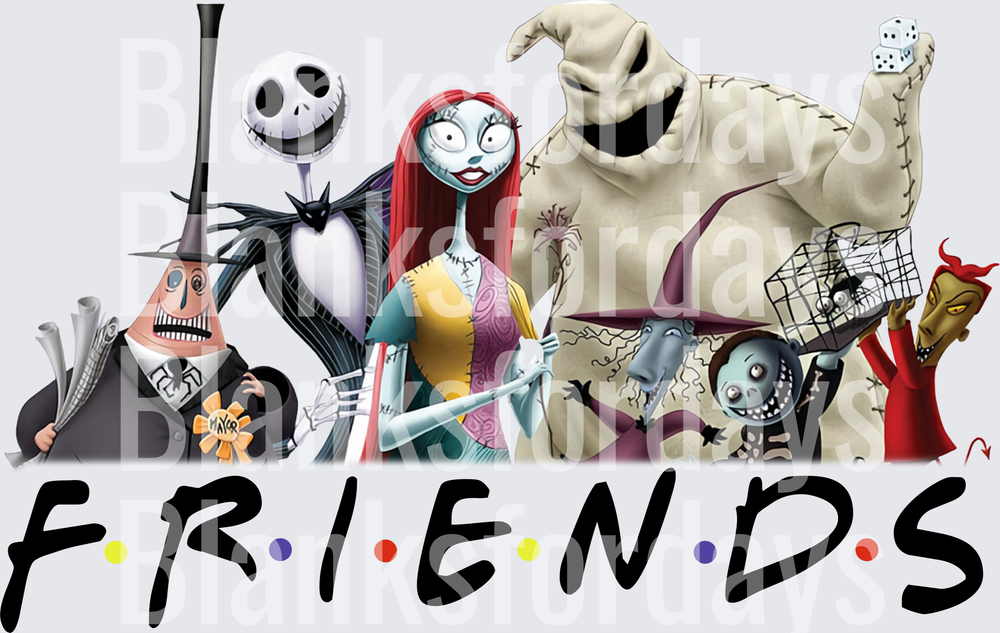 Nightmare Before Christmas Characters FRIENDS Logo Group (DTF)