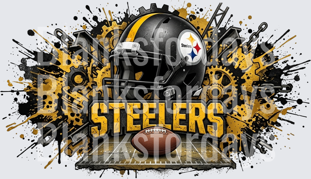 Pittsburgh Steelers Helmet Grunge Splatter Football Design (DTF)
