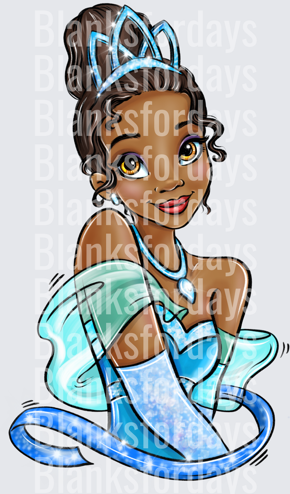 Princess Tiana Blue Glitter Gown and Tiara Portrait (DTF)