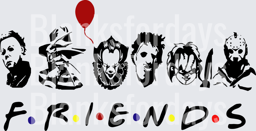 Horror Icons Friends Parody Michael Freddy Pennywise Chucky Jason (DTF)