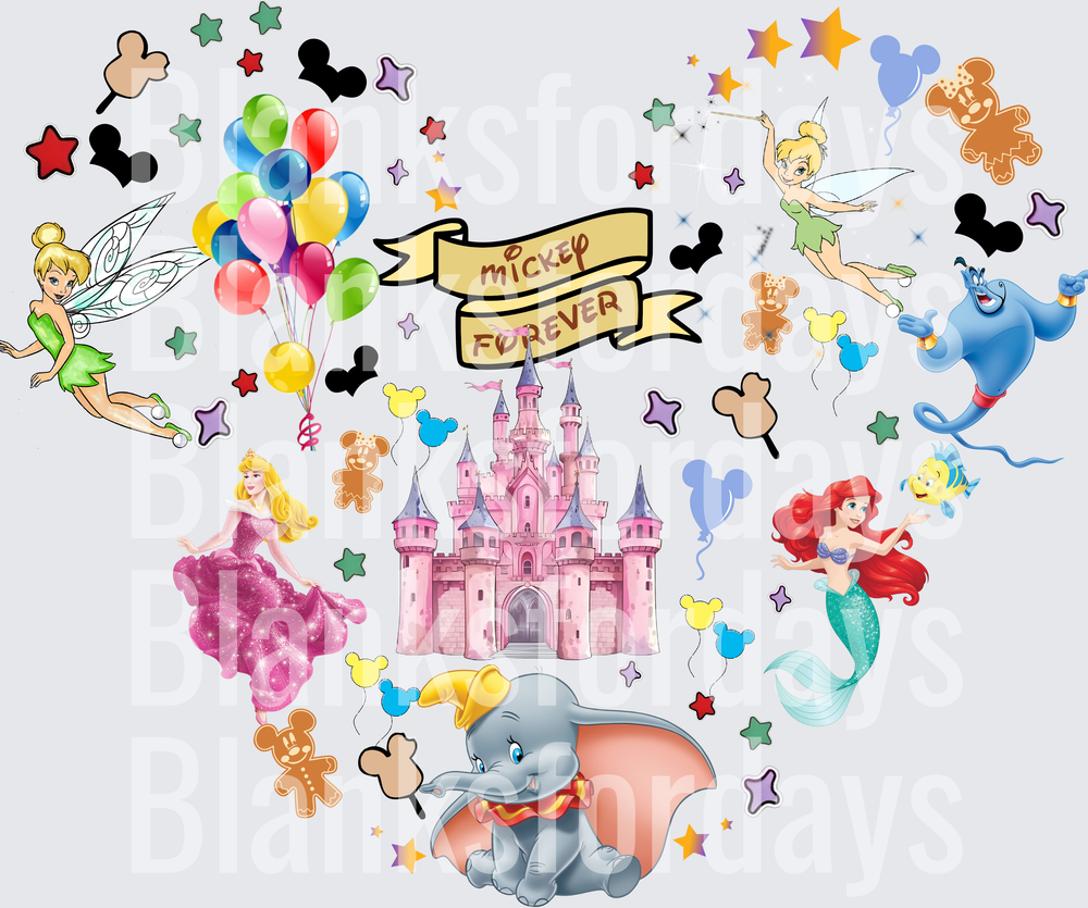 Mickey Forever Disney Characters Castle Collage (DTF)