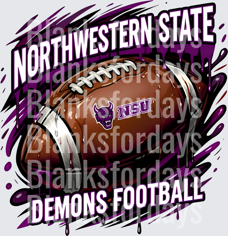 Northwestern State Demons Football NSU Purple Drip Design (DTF)