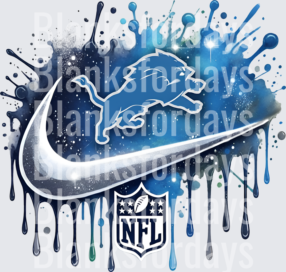 Detroit Lions NFL Nike Swoosh Watercolor Paint Splash (DTF)