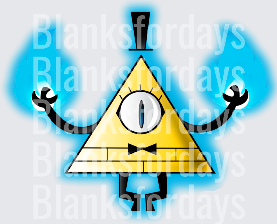 Bill Cipher Gravity Falls Glowing Blue Flames Triangle Demon (DTF)