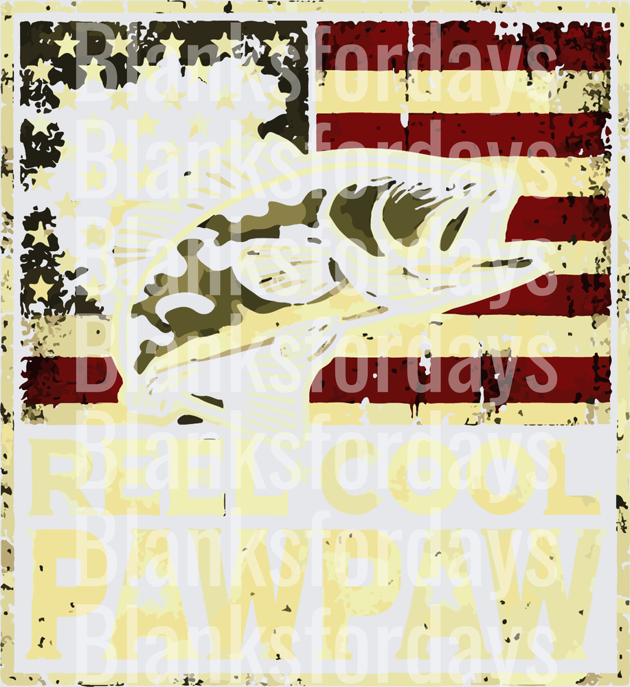 Reel Cool Pawpaw American Flag Bass Fishing Distressed (DTF)