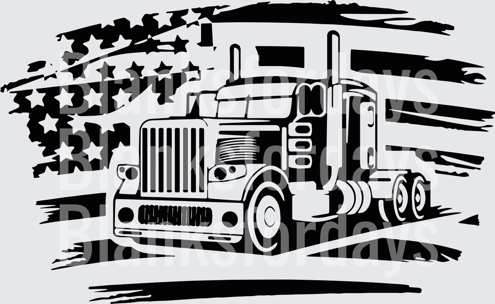 Patriotic Semi Truck Distressed American Flag Trucker (DTF)