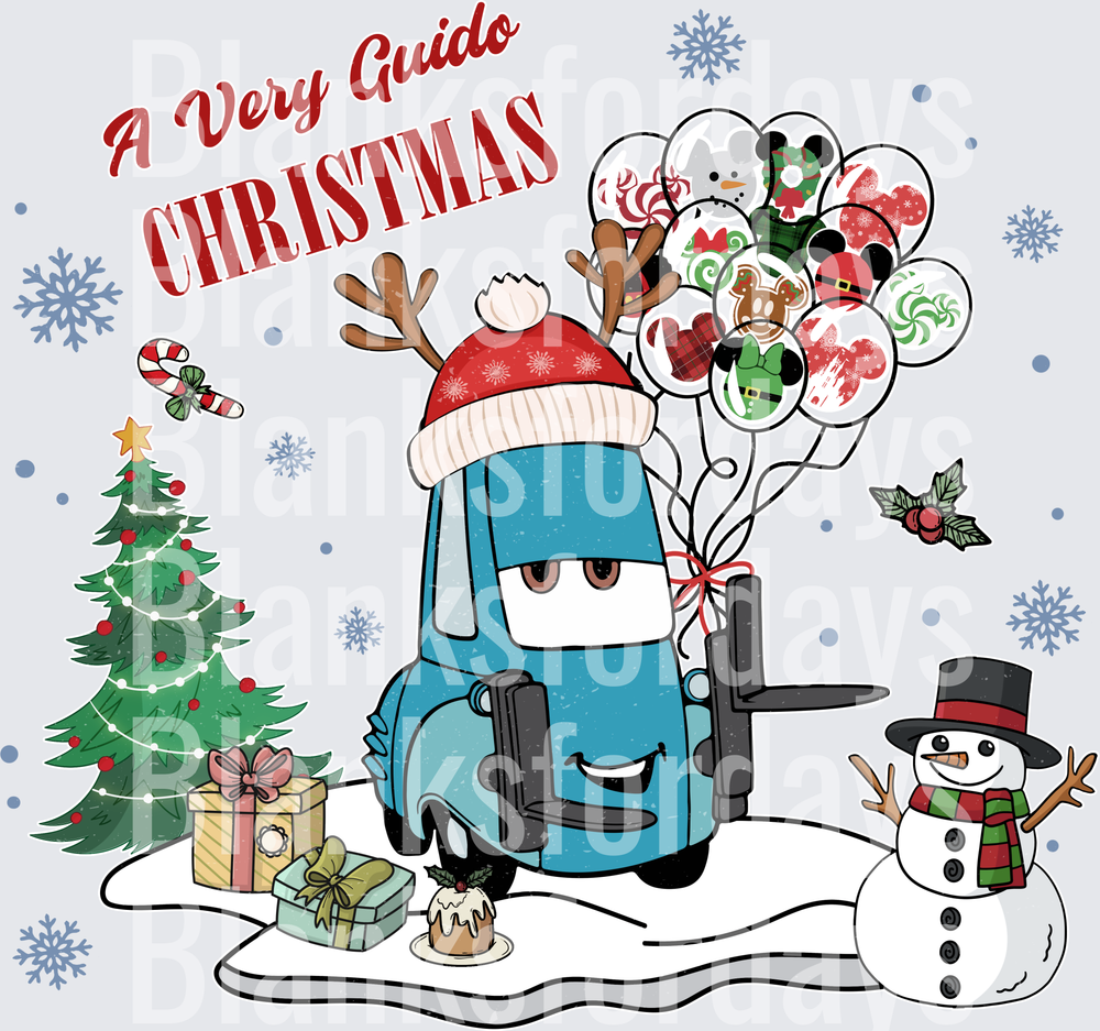 A Very Guido Christmas Cars Pixar Holiday Scene (DTF)