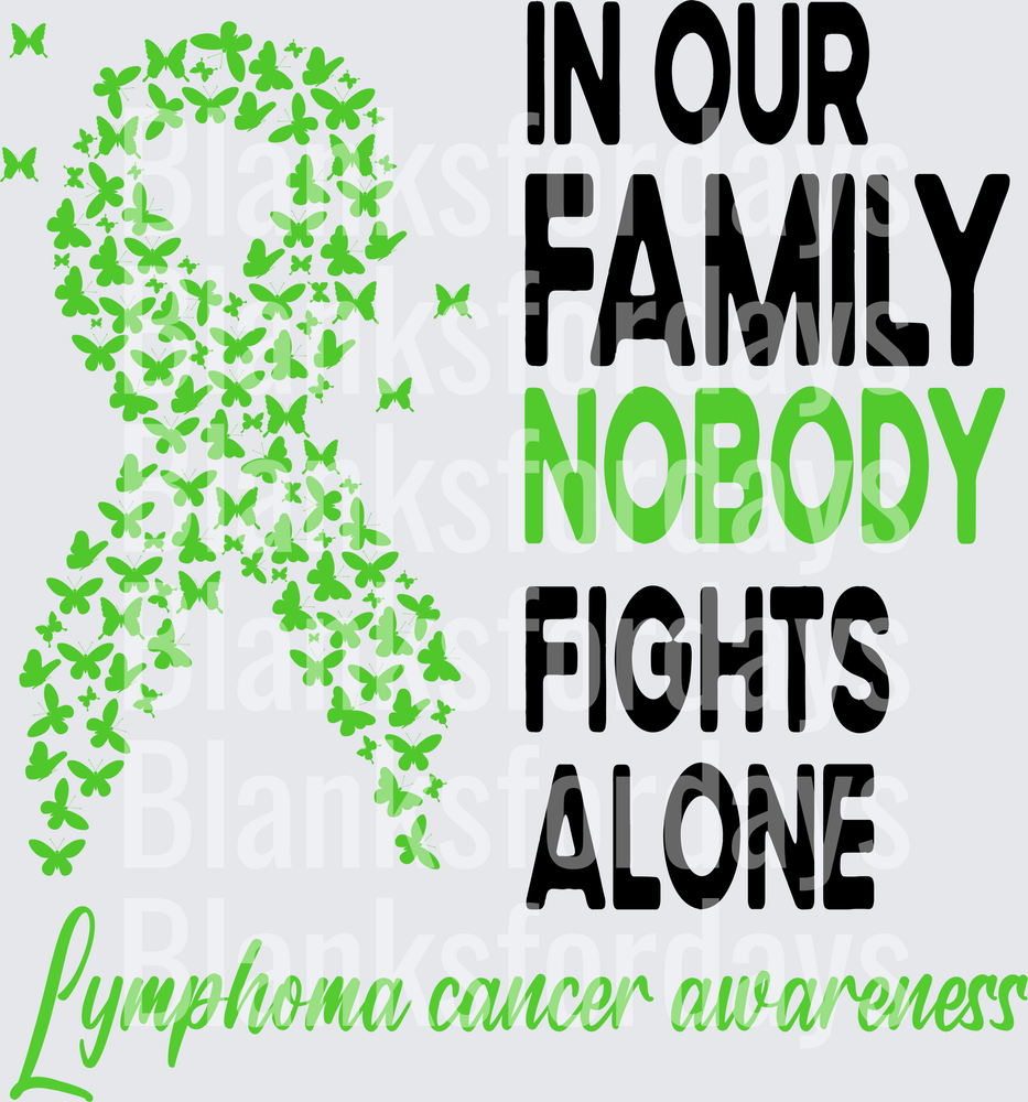 Lymphoma Cancer Awareness Green Butterfly Ribbon Family (DTF)