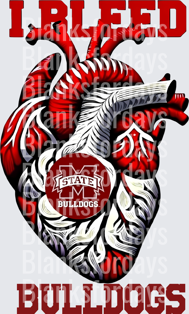I Bleed Bulldogs Mississippi State Anatomical Heart (DTF)