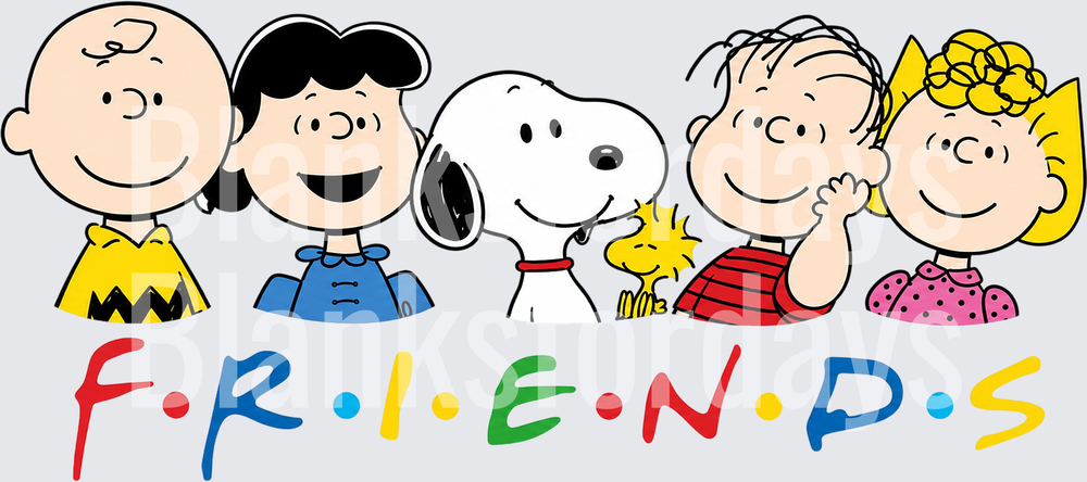 Peanuts Gang Friends TV Show Logo Mashup Charlie Brown Snoopy (DTF)