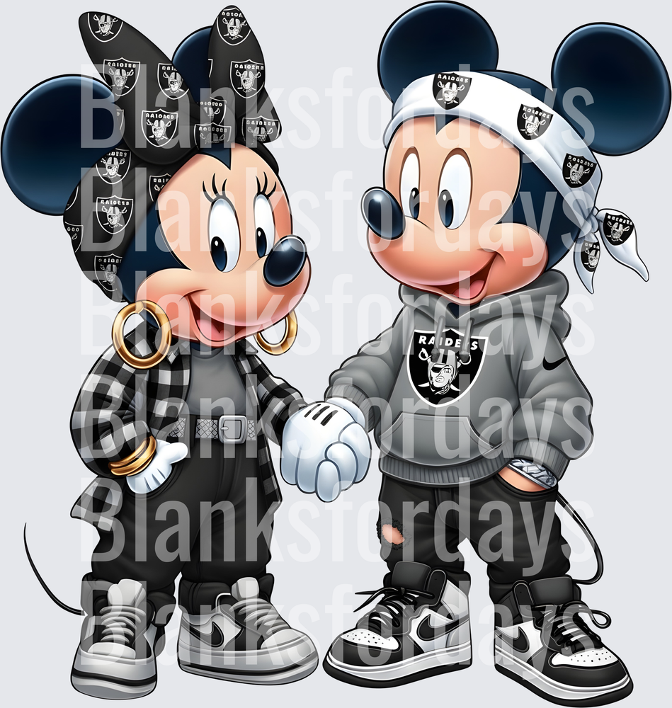 Mickey and Minnie Mouse Streetwear Las Vegas Raiders Couple (DTF)