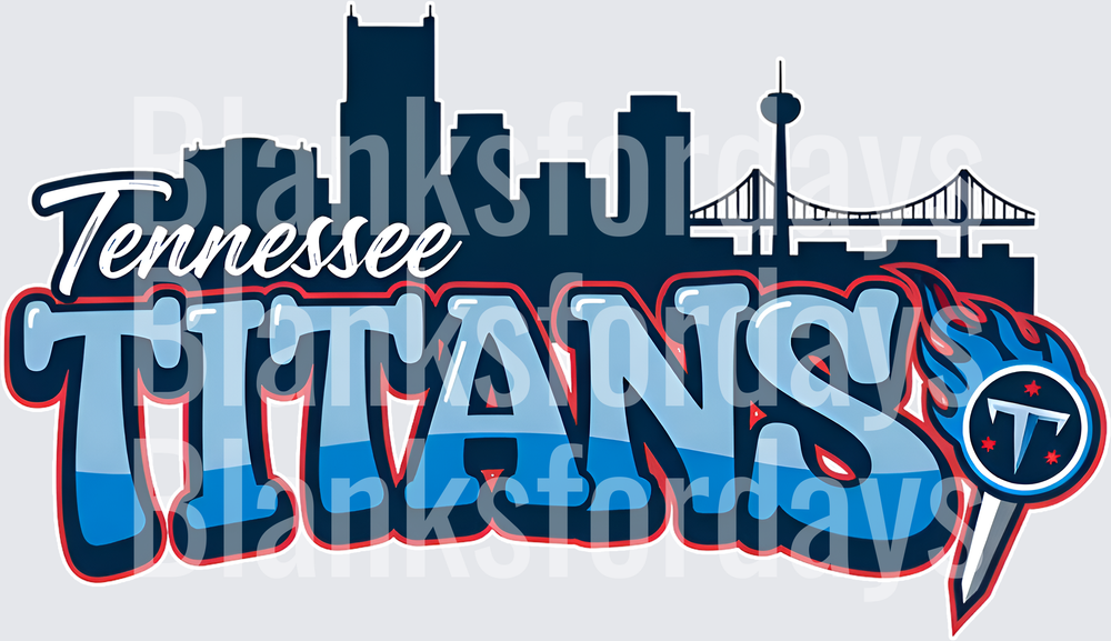 Tennessee Titans Graffiti Script with Nashville Skyline Logo (DTF)