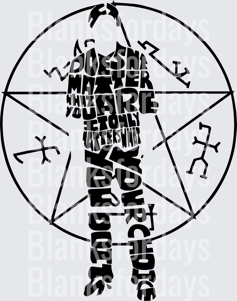 Supernatural Dean Winchester Word Art Devil's Trap Silhouette (DTF)