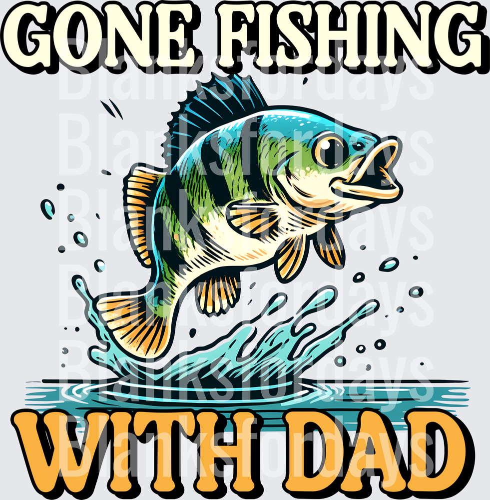 Gone Fishing With Dad Jumping Bass Fish Splash Design (DTF)