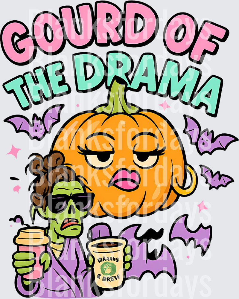 Gourd Of The Drama Sassy Pumpkin Zombie Coffee Halloween (DTF)