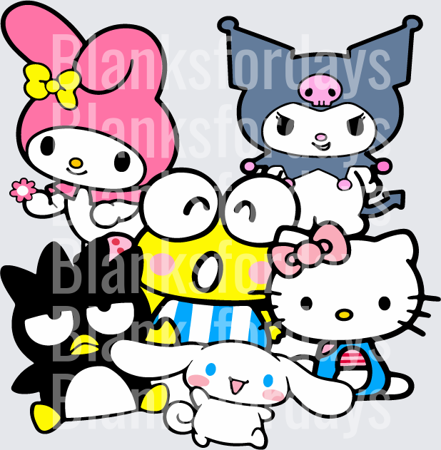 Sanrio Squad My Melody Kuromi Hello Kitty Keroppi Cinnamoroll Badtz-Maru (DTF)