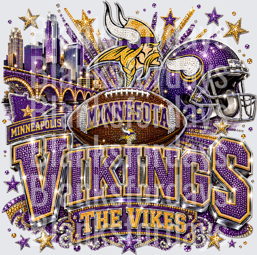 Minnesota Vikings The Vikes Rhinestone Bling Minneapolis (DTF)
