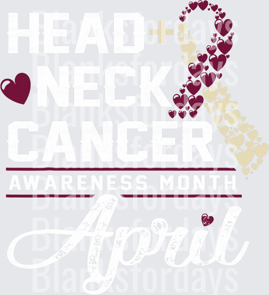 Head and Neck Cancer Awareness Month April Heart Ribbon (DTF)